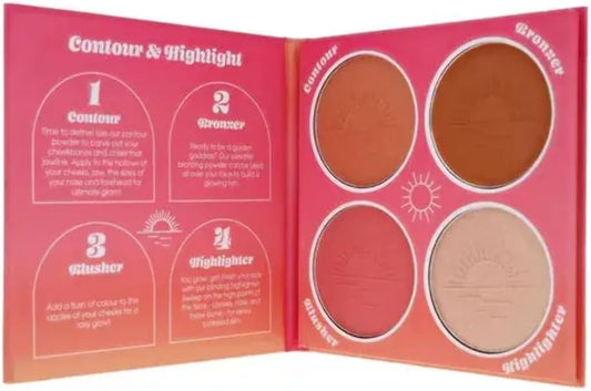 Makeup Palette With Bronzer, Blush, Highlighter And Contour For Radiant Glow, By Sunkissed