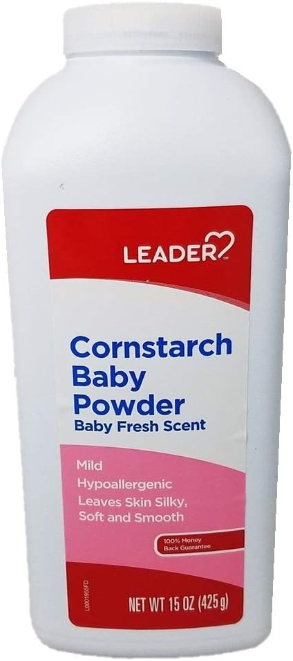 Leader Cornstarch Baby Powder, Baby Fresh Scent, 15 oz (Pack of 2) : Baby