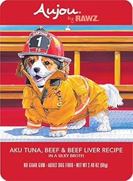 Rawz Aujou Aku Tuna, Beef & Beef Liver Dog Food 8/2.46 oz Pouches: Pet Supplies: Amazon.com