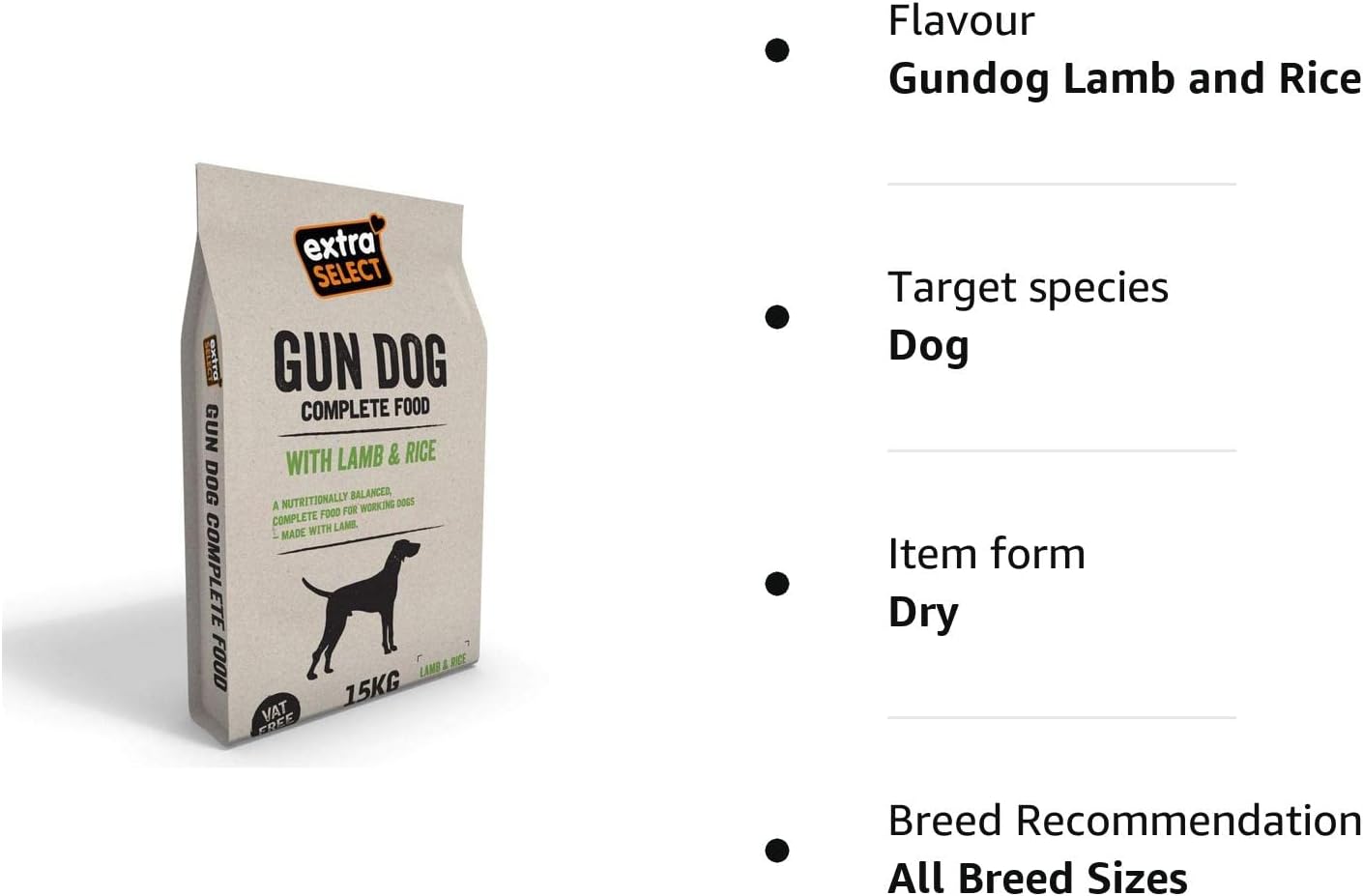 Extra Select Complete Dry Gundog Feed Lamb and Rice, 15 kg :Pet Supplies