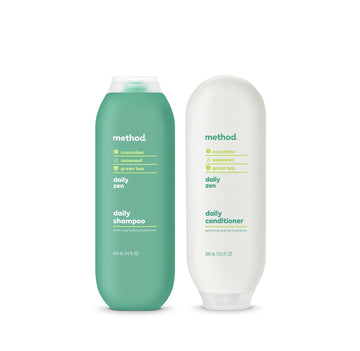 Method Daily Zen Every Day Hair Care Shampoo (14 Oz) + Conditioner (13.5 Oz) With Cucumber, Seaweed And Green Tea, Paraben And Sulfate Free