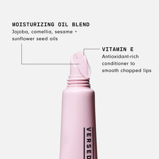 Versed Silk Slip Conditioning Lip Oil, Clear - Lip Balm And Gloss Alternative With Jojoba Oil And Vitamin E - Long-Lasting Lip Moisturizer To Soften And Smooth Dry, Chapped Lips - Vegan (0.3 Oz)