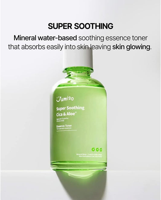 Jumiso Super Soothing Cica & Aloe Essence Toner 4.23 Fl. Oz / 125Ml | Korean Hydrating Facial Toner For Calming, Moisturizing, Soothing | Vegan, Centella & Aloe Extract, Ewg Green