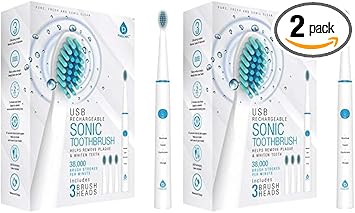 Pursonic Sonic Technology Electric Toothbrush For Kids And Adults, 2 Minute Timer Powered Rechargeable Toothbrush, 5 Modes 3 Brush Heads, 30 Days Long Battery Life, Waterproof, White