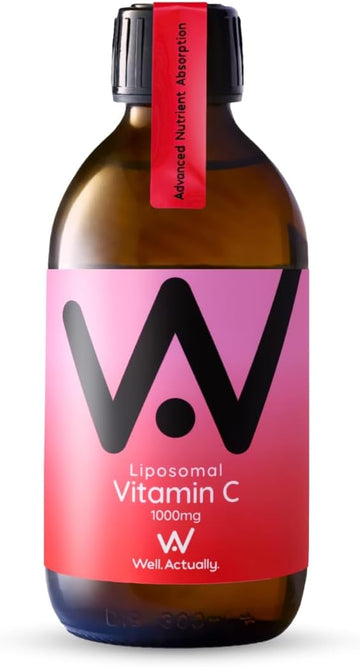 Well Actually Liposomal Vitamin C 1000Mg - (250Ml - 50 Servings) High Strength Liquid Liposomal Vitamin C Supplement - Supports Immunity, Skin, Brain, Energy - Vegan, Strawberry & Lychee