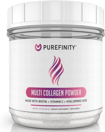 Multi Collagen Peptides Powder - Dissolving Collagen Powder Type I, II, III, V & X with Biotin & Vitamin C - Anti-Aging, Healthy Hair, Skin & Nails - Unflavored
