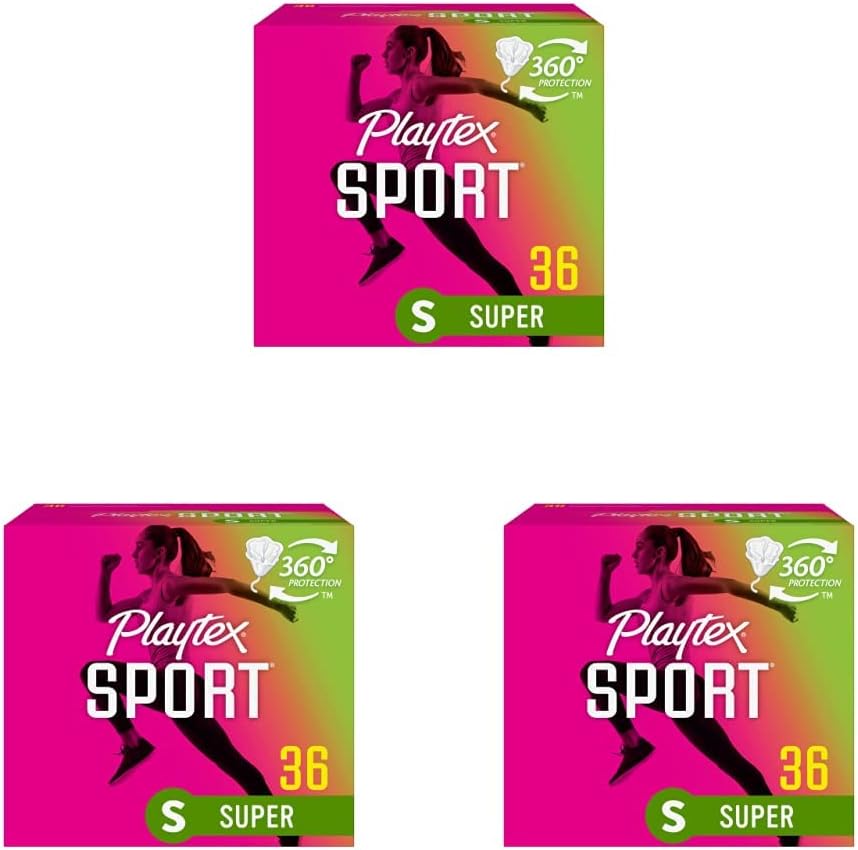 Playtex Sport Tampons, Super Absorbency, Fragrance-Free - 36ct (Pack of 3)