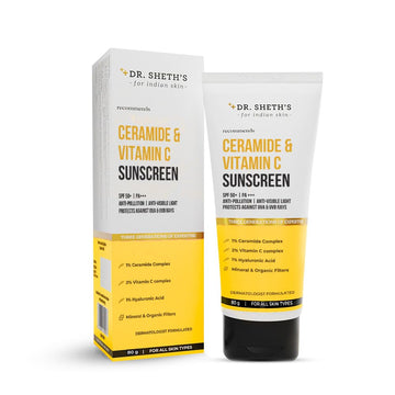 Dr. Sheth'S Women & Men Ceramide & Vitamin C Sunscreen For All Skin Types Spf 50+ Pa+++ | For Deep Moisturization | Non-Greasy,Quick-Absorbing | 80G,Pack Of 1