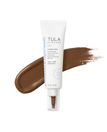 Tula Skin Care Radiant Skin Brightening Serum Skin Tint Spf-Facial Sunscreen Provides Broad Spectrum Spf 30 Protection, Tinted, Serum-Light Formula Brightens And Evens Skin-Shade 27, 1.0 Fl Oz