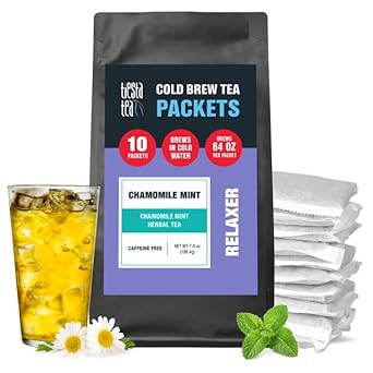 Tiesta Tea - Chamomile Mint Cold Brew, Premium Loose Leaf Blend, Non-Caffeinated Iced Tea, 10 Cold Brew Tea Packets - Brews One 64Oz Pitcher