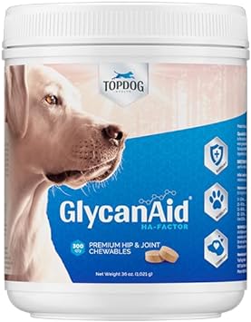 Glycanaid HA Glucosamine for Dogs Hip and Joint Supplement - Dog Joint Chews Made in USA - Hyaluronic Acid Dog Hip & Joint Care - Dog Joint Pain Relief with Cetyl M for Dogs
