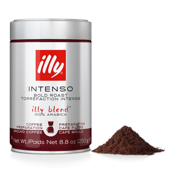 illy Drip Coffee - Ground Coffee - 100% Arabica Ground Coffee – Intenso Dark Roast - Warm Notes of Cocoa & Dried Fruit - No Preservatives – Full-Bodied – 8.8 Ounce