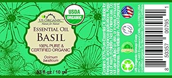 US Organic 100% Pure Basil Essential Oil - USDA Certified Organic, Steam Distilled W/Euro Dropper_10 ml (More Size Variations Available)