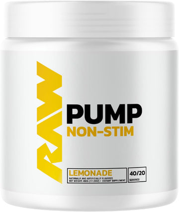 RAW Pump Stim Free Pre Workout | Non-Stimulant Pre Workout Supplement Powder Nitric Oxide Booster | Pre Workout Supplements Drink for During Workout | (40 Servings) (Lemonade) : Health & Household