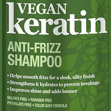 Difeel Vegan Keratin Anti Frizz Shampoo 33.8 Oz - Cruelty Free Vegan Sulfate Free Shampoo