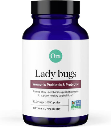 Ora Organic Prebiotics And Probiotics For Women - Lactobacillus For Vaginal And Urinary Tract Health, Contains 16 Billion Cfu, 6 Strains - 1 Month Supply, 60 Vegan Probiotic Capsules