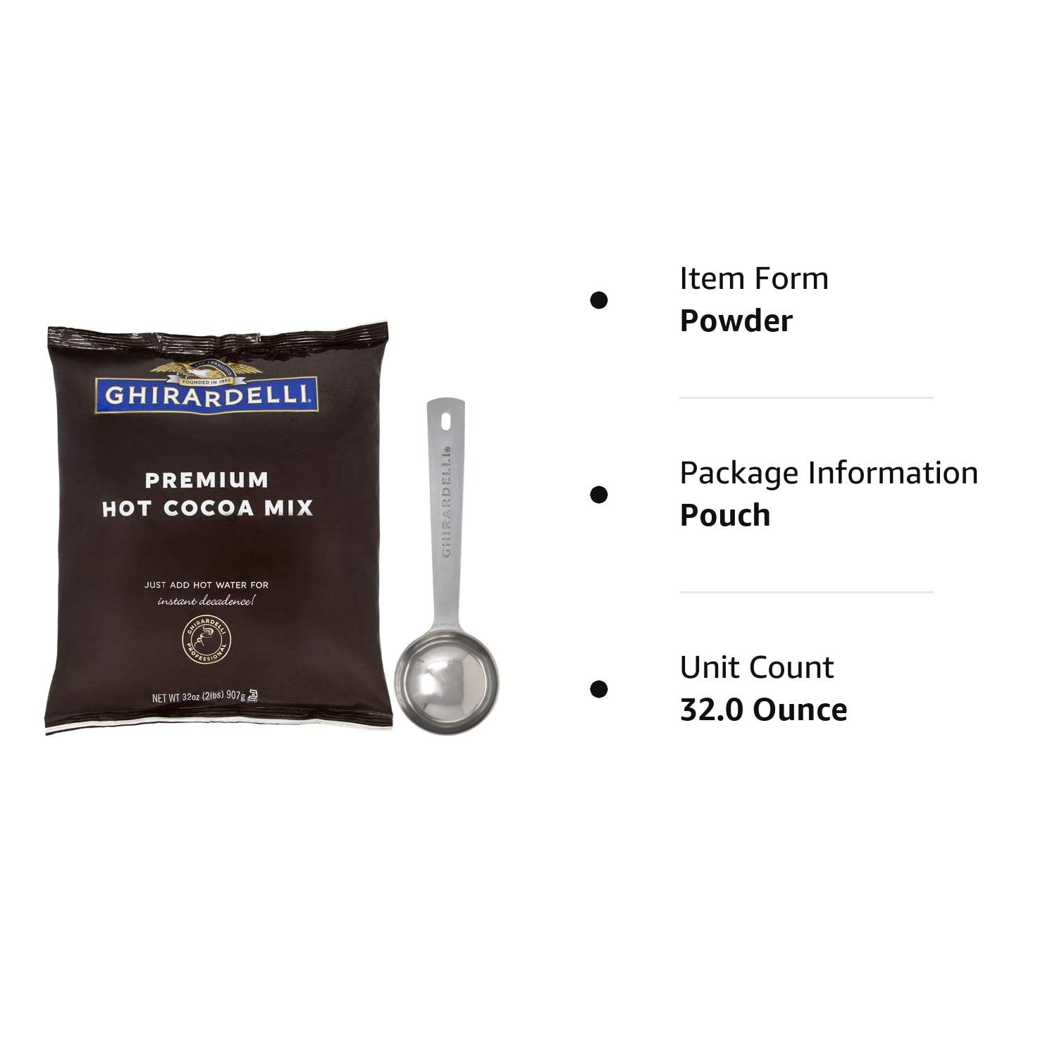Ghirardelli Chocolate - Premium Hot Cocoa 2 lb pouch with Ghirardelli Stamped Barista Spoon : Grocery & Gourmet Food