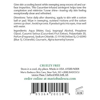 Mario Badescu Cucumber Cleansing Lotion For Combination And Oily Skin| Facial Toner That Cools And Clarifies |Formulated With Cucumber Extract| 16 Fl Oz : Beauty & Personal Care