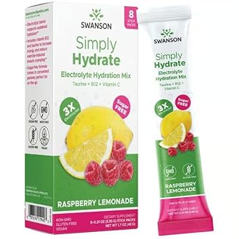 Swanson Simply Hydrate Electrolyte Mix - Sugar-Free Rasberry Lemondae Flavor - 8 Packets | Advanced Electrolyte Blend | Convenient On-The-Go Solution