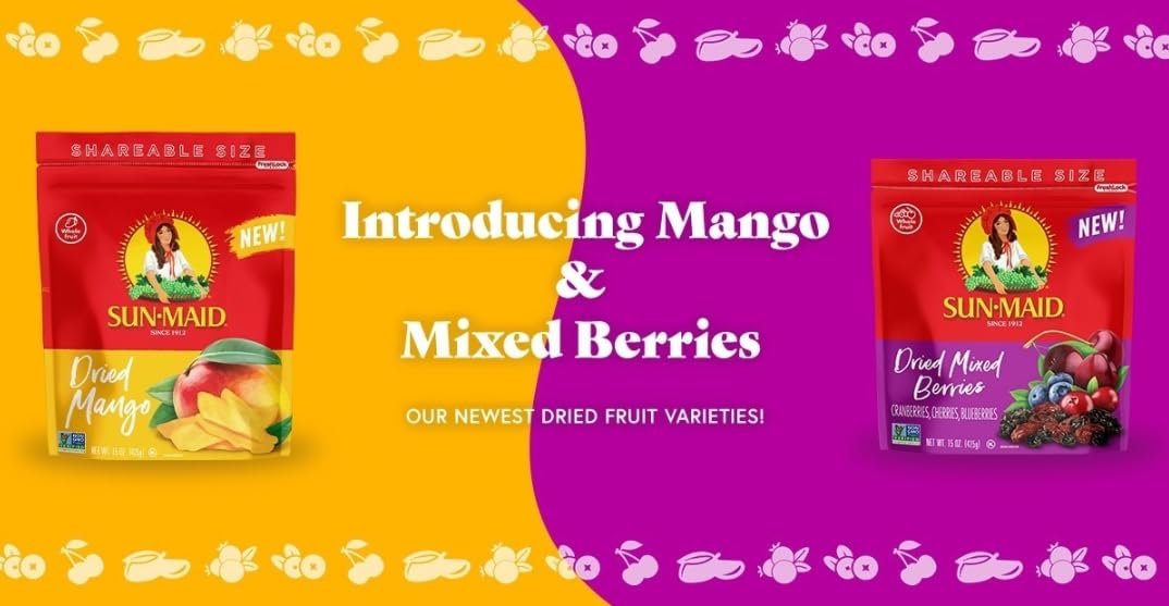 Sun-Maid Dried Mangos - 15 oz Resealable Bag - Dried Mango Slices - Dried Fruit Snack for Lunches, Snacks, and Natural Sweeteners (pack of 1) : Everything Else