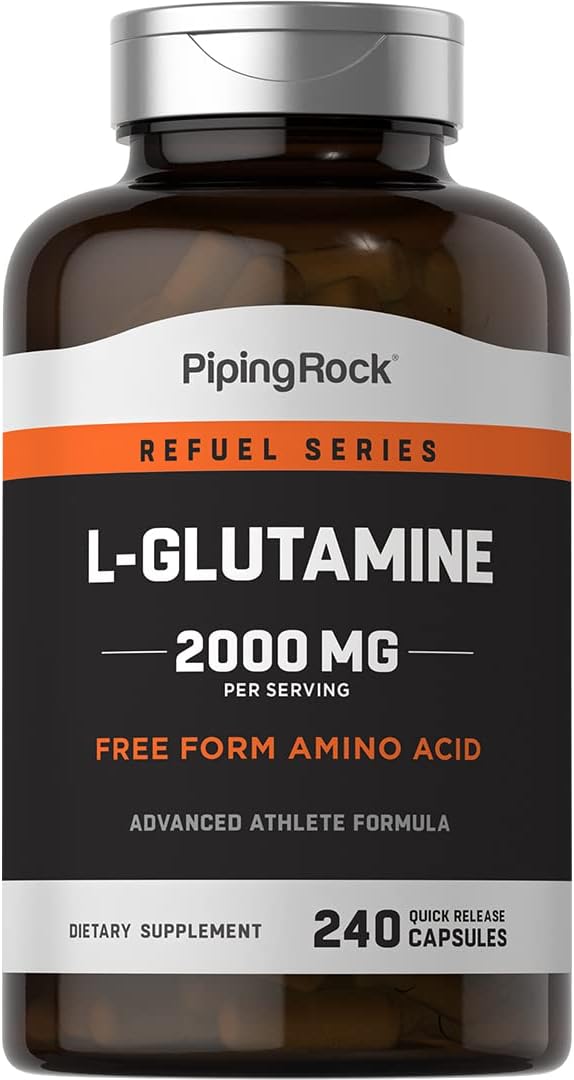 Piping Rock L Glutamine Capsules | 2000 mg | 240 Count | Free Form Amino Acid Supplement | Non-GMO, Gluten Free