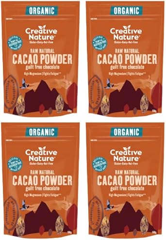 Cacao Powder 600G | Creative Nature Organic & Vegan Chocolate Powder Alternative | Natural & Raw Cacao | Hot Chocolate Topping | Gluten Free, Dairy Free, Nut Free | 4 X 150G