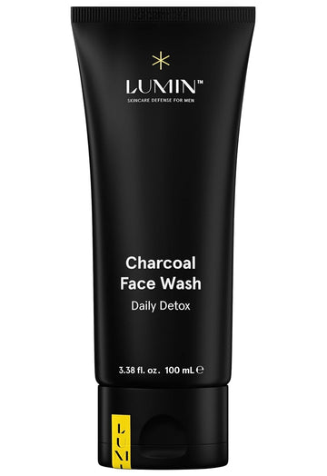 Lumin - Charcoal Face Wash Daily Detox For Men - Charcoal Cleanser, Mens Charcoal Face Wash, Men Face Wash Charcoal, Mens Face Wash Exfoliating, 100Ml, 1-Pack