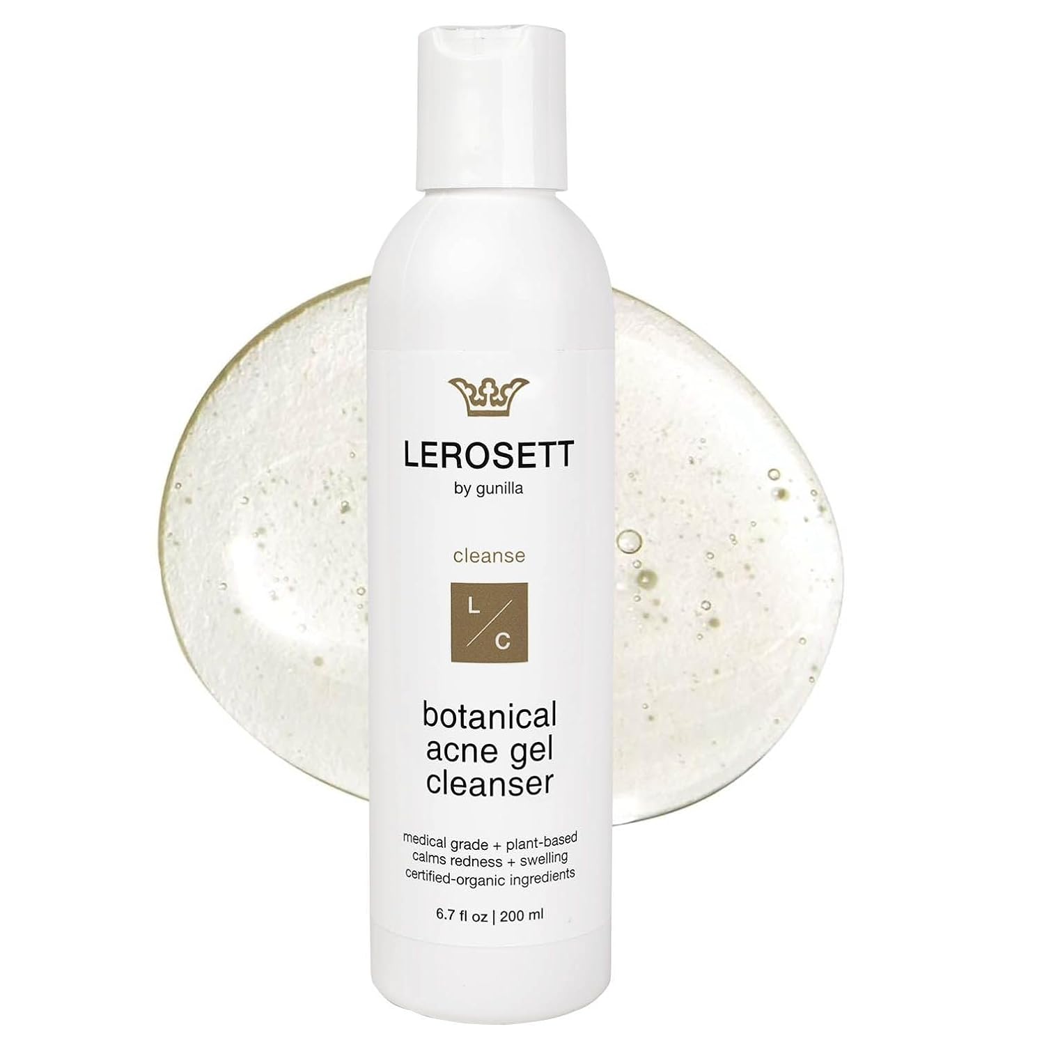 Lerosett Botanical Acne Cleanser, Foaming Gel Face Wash For Acne Prone, Vegan, Blackheads & Oily Skin 50% Calming Aloe, 2% Salicylic Acid, All Skin Types. Vegan - 6.7Oz 60-Day