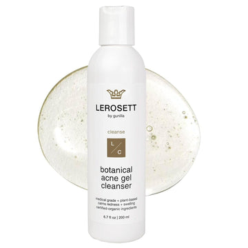 Lerosett Botanical Acne Cleanser, Foaming Gel Face Wash For Acne Prone, Vegan, Blackheads & Oily Skin 50% Calming Aloe, 2% Salicylic Acid, All Skin Types. Vegan - 6.7Oz 60-Day