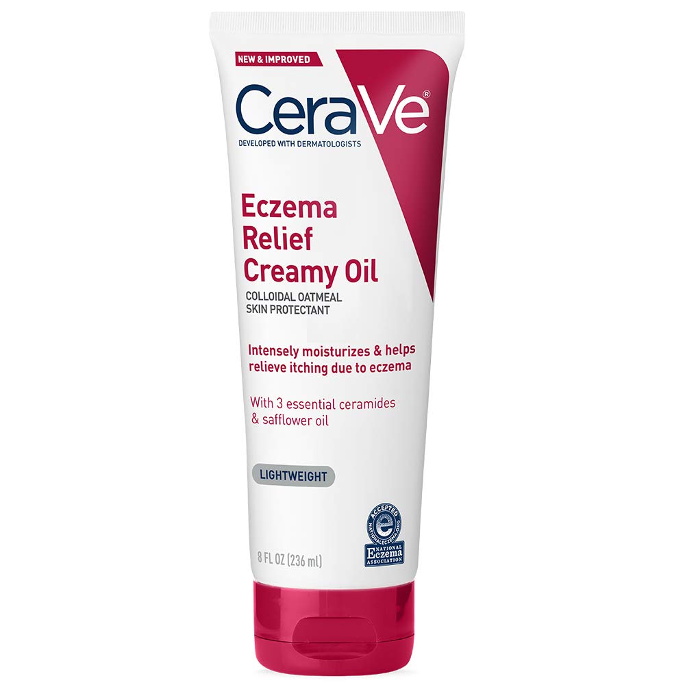 Cerave Eczema Relief Creamy Body Oil | Anti Itch Cream For Eczema & Moisturizer For Dry Skin With Colloidal Oatmeal, Ceramides And Safflower Oil | 8 Ounce