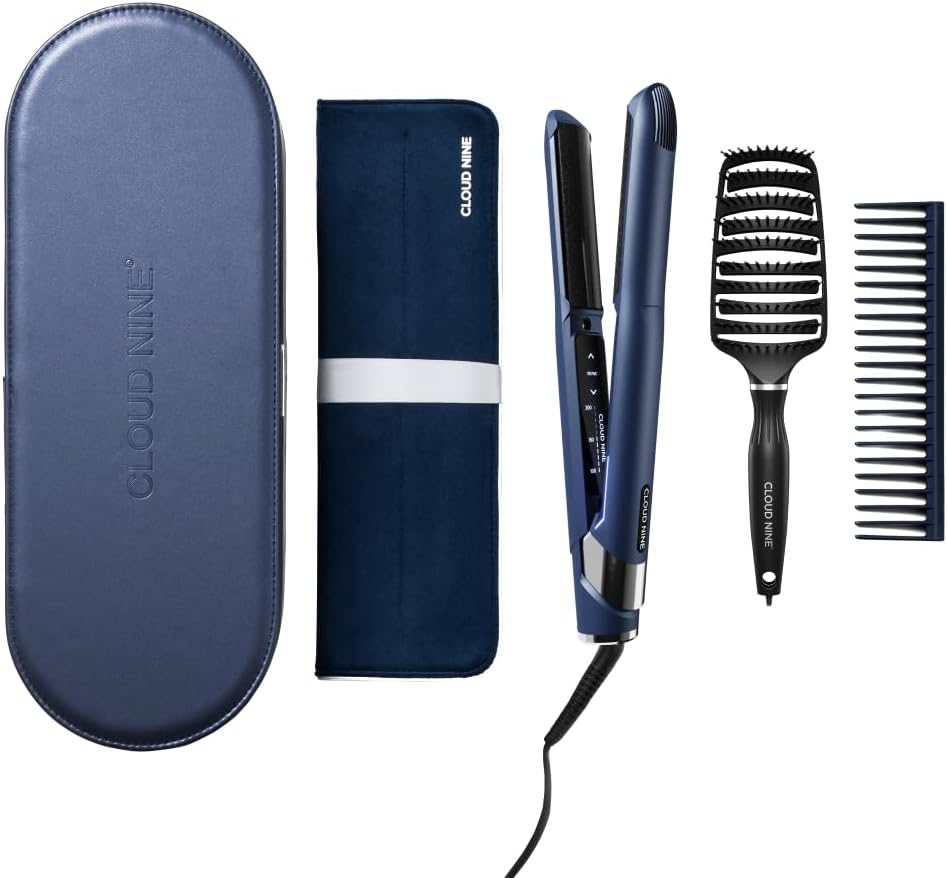 Cloud Nine 2 In 1 Contouring Pro Hair Straightener | Curved Plates Variable Temperature Control | Floating Ceramic Plates | Quick Heat Control Perfect For Curls Waves & Smooth Flicks Revive Mode