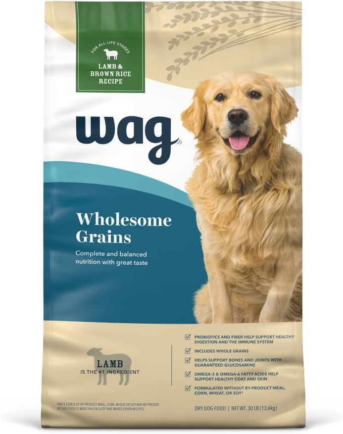 Amazon Brand – Wag Dry Dog Food, Lamb and Brown Rice, 30 lb Bag