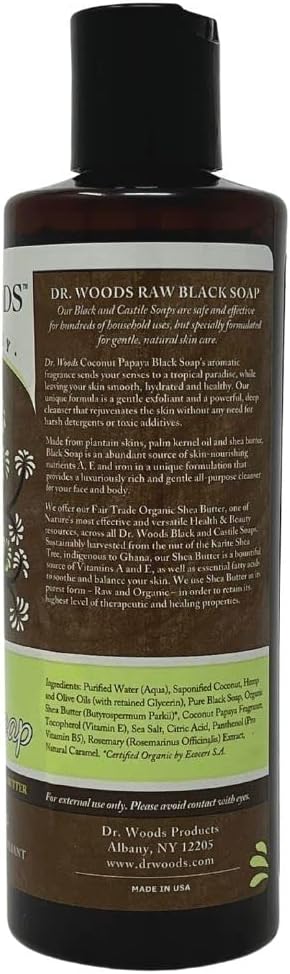 Dr.Woods Products Raw Black Soap, Coconut Papaya 8 Oz (Pack Of 1)