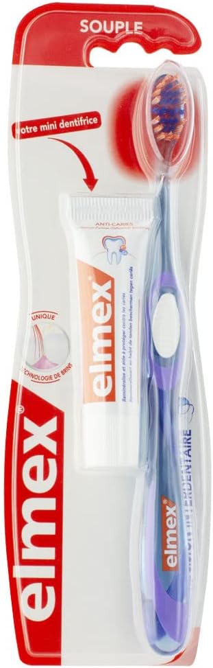 Elmex Precision Interdental Supple Toothbrush + Mini-Toothpaste Decays Protection 12Ml - Sky Blue