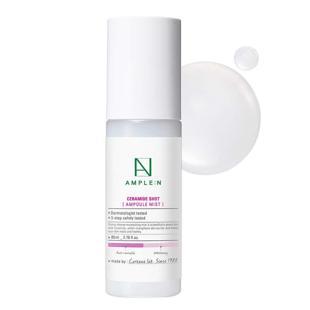 Coréana Ample:N Ceramide Shot Ampoule Mist - Hydrating Face Spray To Strengthen Skin Barrier – Moisturizing And Skin Repairing Face Ampoule Mist To Restore Vitality, 2.7 Fl.Oz