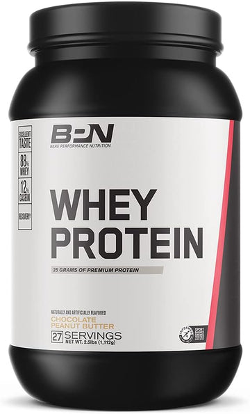 Bare Performance Nutrition, Bpn Whey Protein + Casein Protein Powder Blend, Chocolate Peanut Butter, 25G Protein Per Serving Supports Lean Muscle Recovery, 27 Servings, Third Party Tested