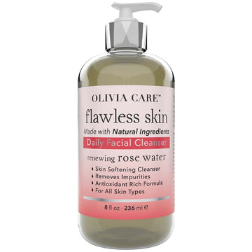 Daily Brightening Facial Cleanser - Natural Moisturize, Hydrate, Cleanse - Brighten Age Spot, Tighter & Soothe Skin - Antioxidants - All Skin Types. Evens Complexation - 8 Fl Oz (Rose Water)