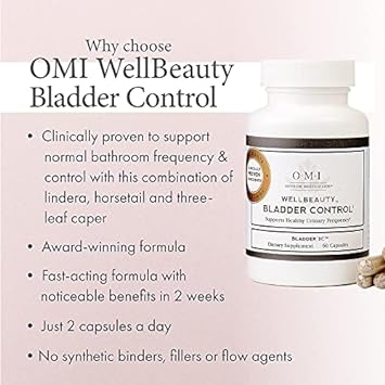 OMI WellBeauty Bladder Control, Clinically Proven to Support Urinary Frequency, Reduce Bathroom Visits, 60 Veggie Capsules : Health & Household