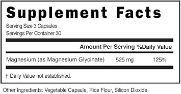 Magnesium Glycinate 525mg - Over 500mg of Premium Elemental Magnesium Glycinate for Sleep, Immunity, Heart, Bones, Muscles, Digestion - Maximum Absorption, Non-GMO - 90 Count : Health & Household