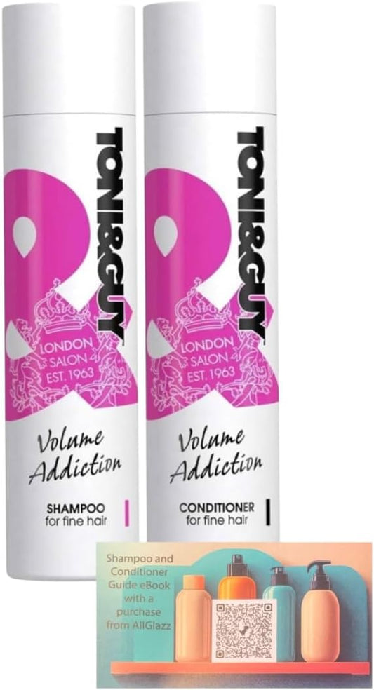 T&G Volume Addiction Shampoo & Conditioner For Fine Hair, 250Ml Includes A Shampoo & Conditioner Free Downloadable Ebook From Allglazz, Just Scan The Qr Code
