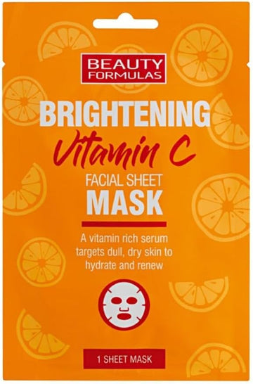 Beauty Formulas Brightening Vitamin C Facial Mask, Orange