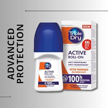 Triple Dry Men | Active Fragrance Anti-Perspirant Roll On 50ml | 100-Hour Protection Against Excessive Sweating | Fights Odour | Triple Active Formula | Clinically Proven | Male : Amazon.co.uk: Beauty