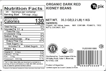 Yupik Beans Organic Dark Red Kidney, 2.2 Lb, Pack Of 1