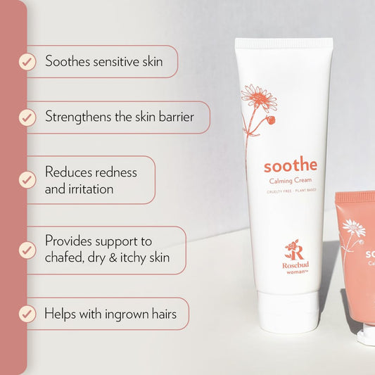 Rosebud Woman Soothe Calming Cream With Arnica & Chamomile - Soothes Itchy Skin - Dermatologist Reviewed Intimate Care For Sensitive Areas (2.7Oz)
