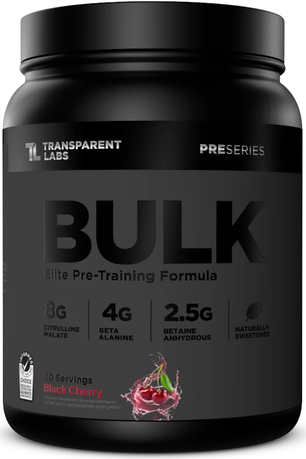 Transparent Labs Bulk Black Pre Workout - Clinically Dosed, Sugar Free Preworkout For Men And Women With Beta Alanine Powder, Citrulline Malate, & Caffeine - 30 Servings, Sour Gummy