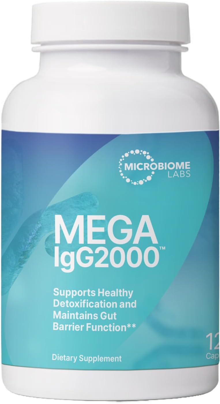 Microbiome Labs Mega Igg2000 Capsules - Dairy Free Colostrum Alternative Supplement For Gut Health - Immunoglobulins Concentrate From Bovine Serum To Support Digestive Health (120 Capsules)