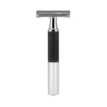Mühle Neo Safety Razor|Double Edge Safety Razor For Beginners And Experienced Shavers|Sustainable Eco-Friendly And Reusable|For Men And Women|Chrome With Black Silicone Grip Handle