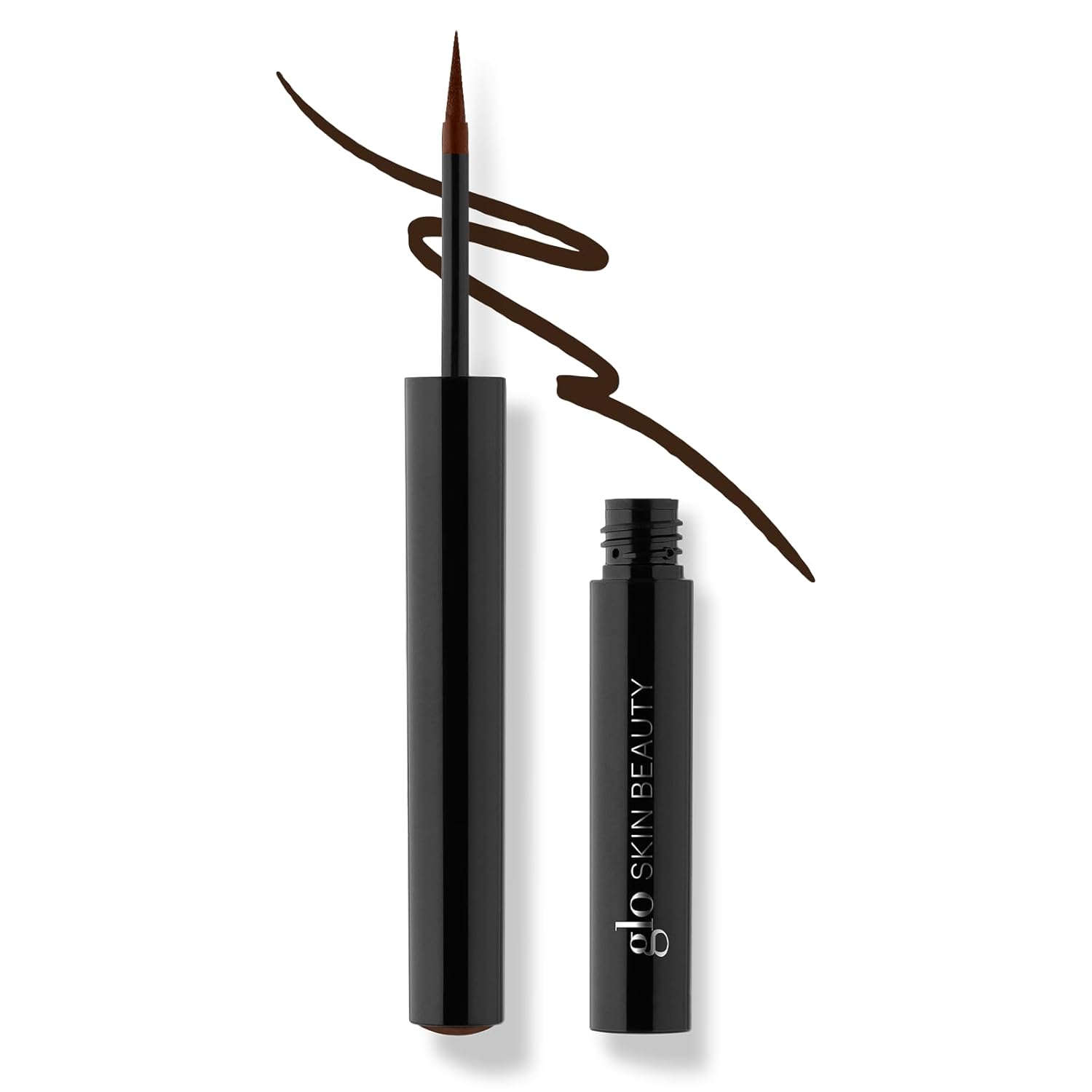 Glo Skin Beauty Precision Liquid Eyeliner (Dark Brown) - Fine, Elongated, Flexible Felt Tip Delivers An Even Application - Fast Drying, Matte Finish, With Caffeine