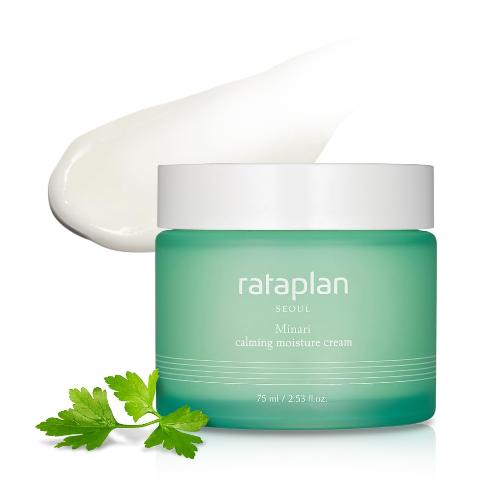 Rataplan Minari Calming Moisture Cream With Hyaluronic Acid, Centella Asiatica, Heartleaf, Reduce Skin Heat, Daily Face Gel Cream For Dry And Sensitive, Korean Skincare 2.53 Fl Oz