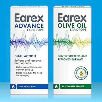 Earex Advance - Removes Hard Ear Wax- Prevent Ear Wax Build Up - Easy Squeeze Bottle - 12Ml (Pack Of 2)